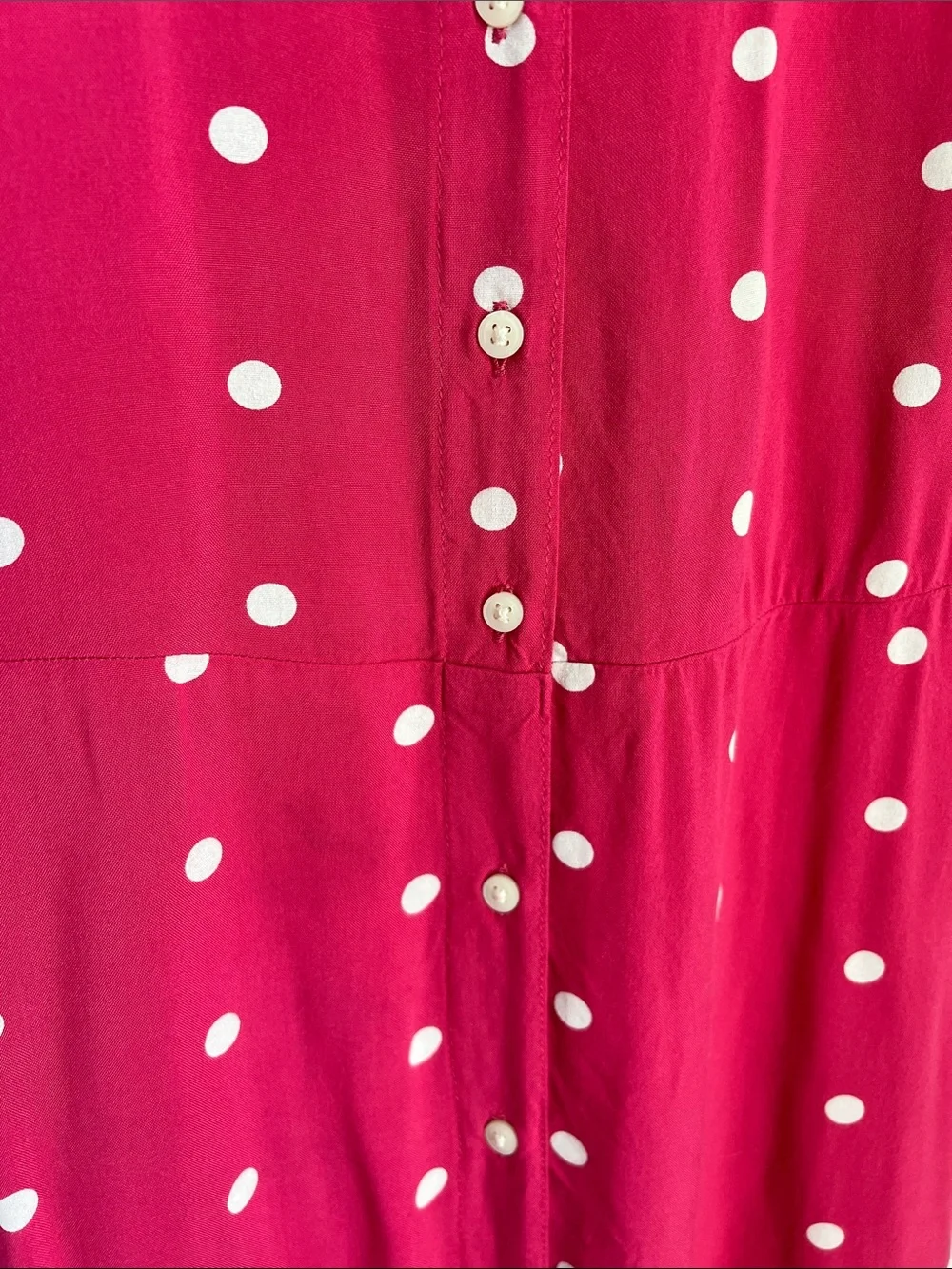 Old Navy | Kids Hot Pink White Polka Dot Button-Front Dress #564088-01 Size L